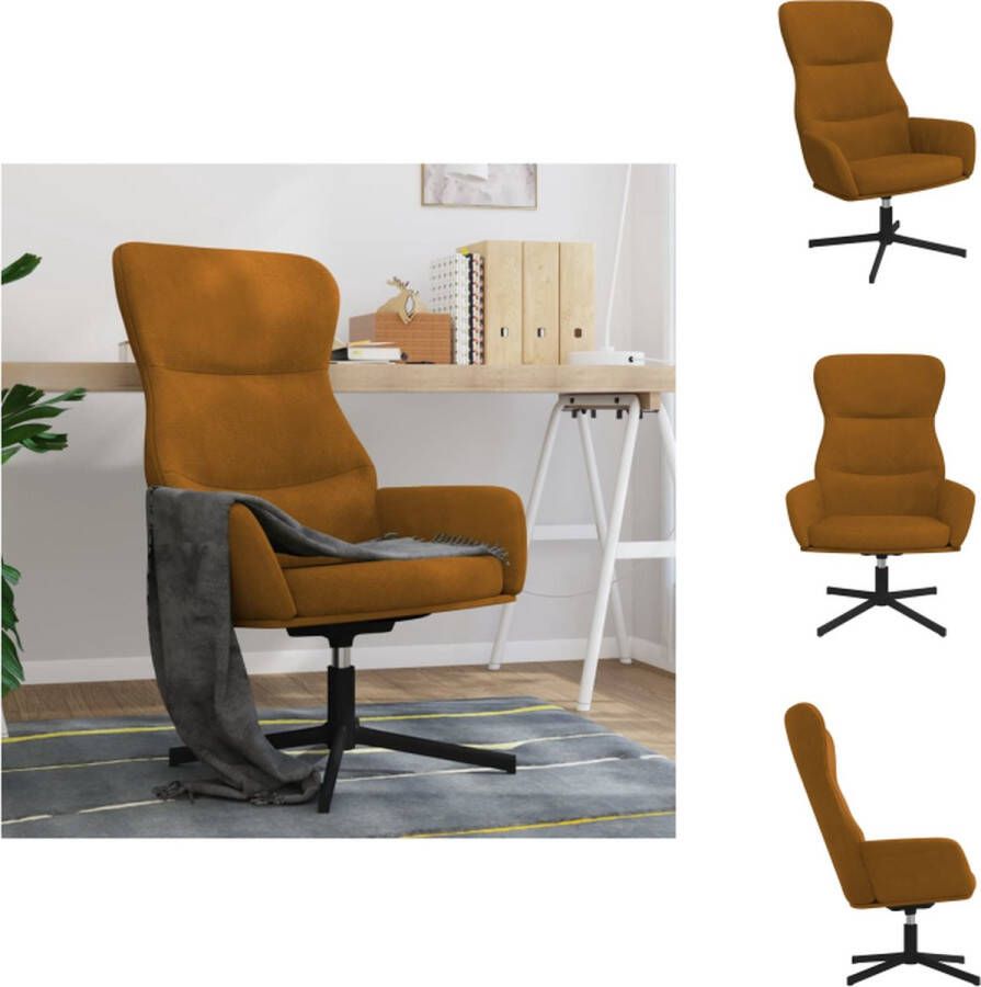 VidaXL Relaxstoel Fluweel Bruin 70 x 77 x 94 cm 360 graden draaibaar Fauteuil - Foto 2