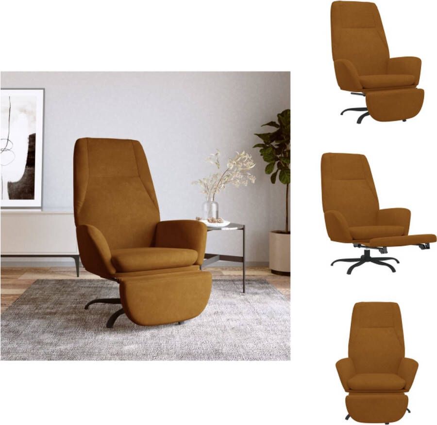 vidaXL Relaxstoel Fluweel Bruin 70x77x94cm 360 graden draaibaar Fauteuil