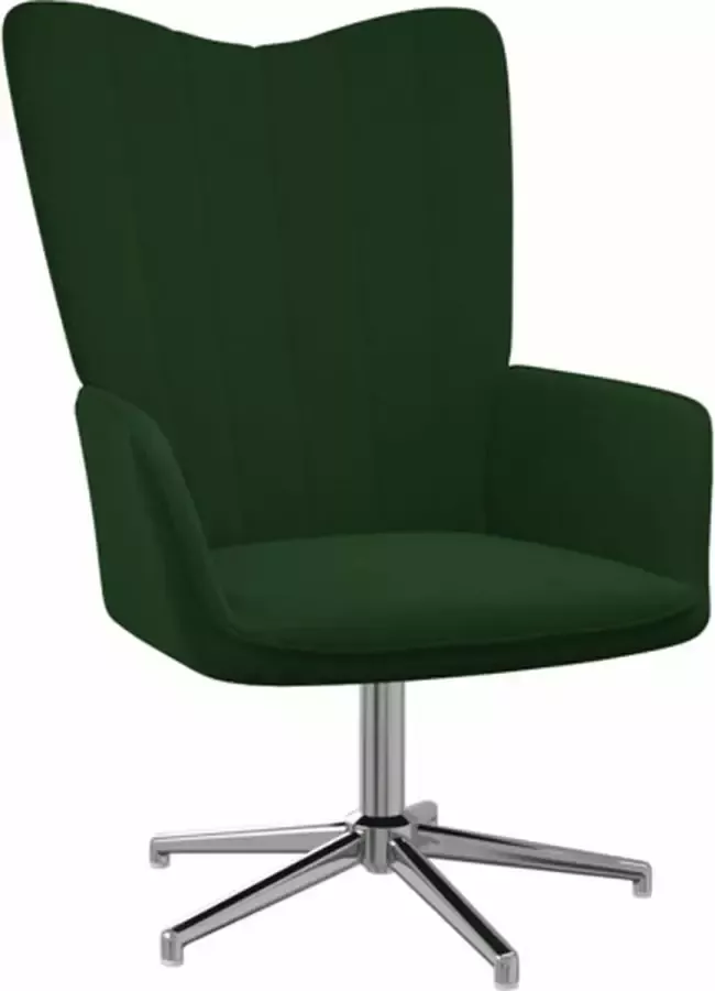 VidaXL Relaxstoel fluweel donkergoen - Foto 1