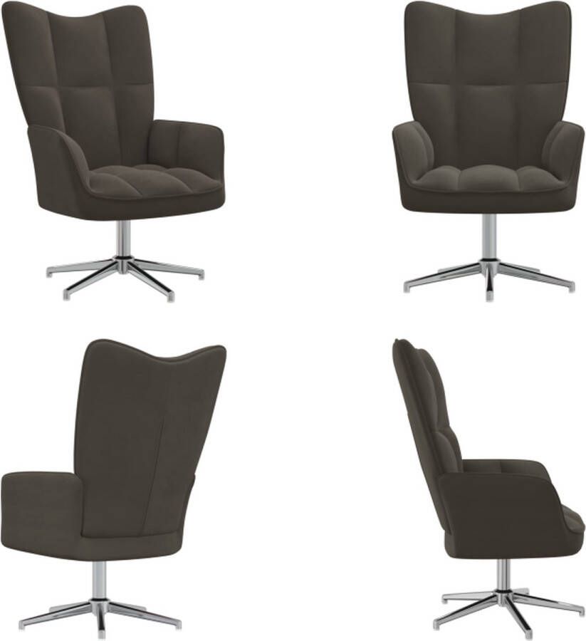 VidaXL Relaxstoel fluweel donkergrijs Relaxstoel Relaxstoelen Fauteuil Fauteuils - Foto 4