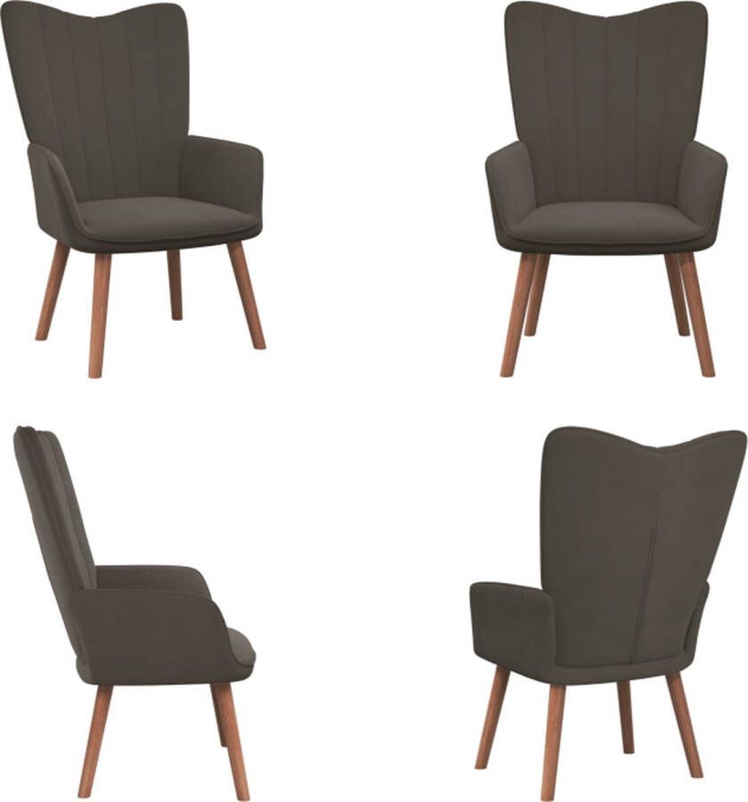VidaXL Relaxstoel fluweel donkergrijs Relaxstoel Relaxstoelen Fauteuil Fauteuils - Foto 2