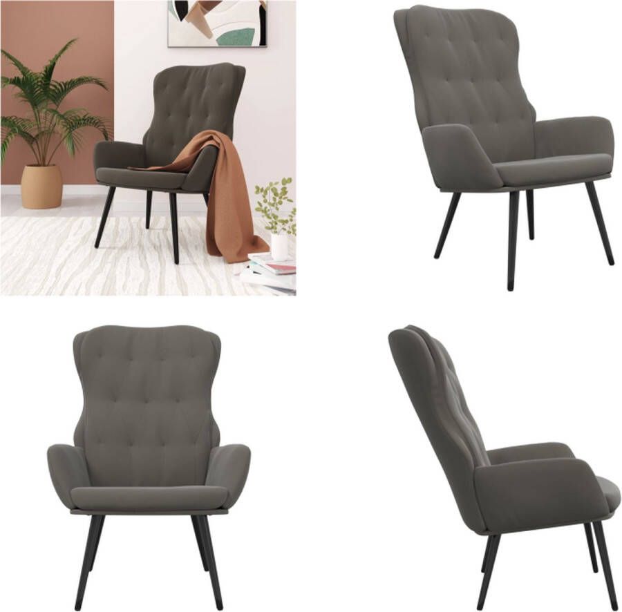 VidaXL Relaxstoel fluweel donkergrijs Relaxstoel Relaxstoelen Fauteuil Relaxfauteuil