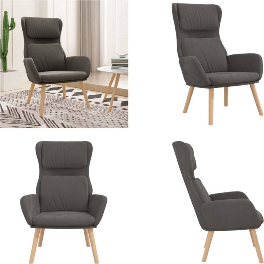VidaXL Relaxstoel fluweel donkergrijs Relaxstoel Relaxstoelen Fauteuil Relaxfauteuil