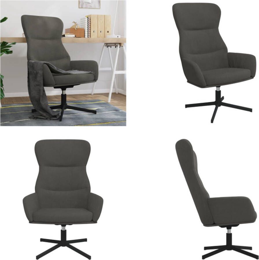 VidaXL Relaxstoel fluweel donkergrijs Relaxstoel Relaxstoelen Fauteuil Relaxfauteuil - Foto 2