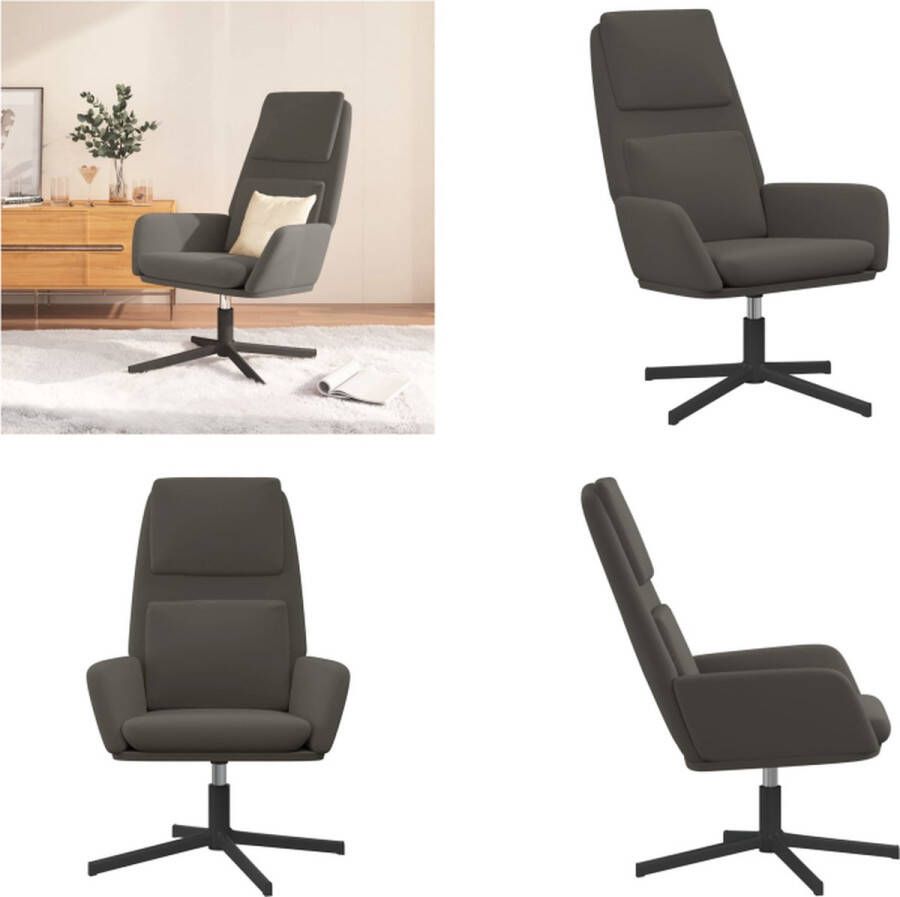 VidaXL Relaxstoel fluweel donkergrijs Relaxstoel Relaxstoelen Fauteuil Relaxfauteuil