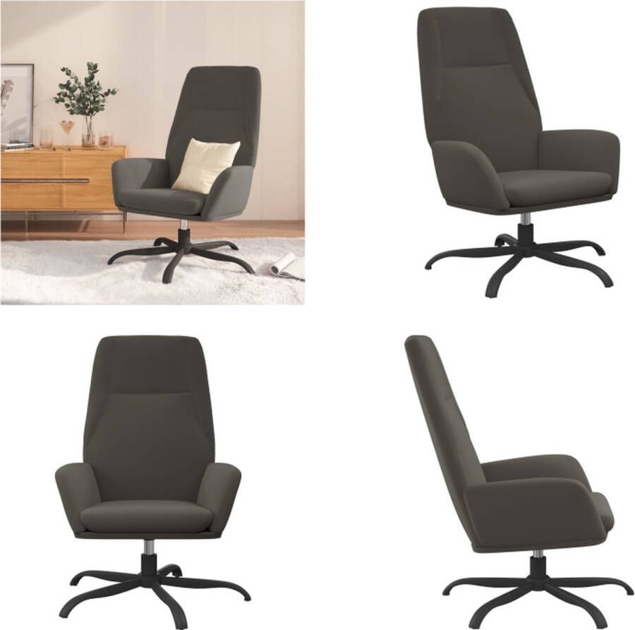 VidaXL Relaxstoel fluweel donkergrijs Relaxstoel Relaxstoelen Fauteuil Relaxfauteuil
