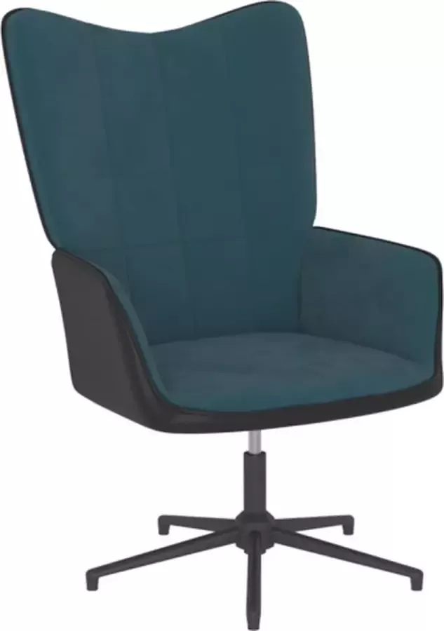 VIDAXL Relaxstoel fluweel en PVC blauw