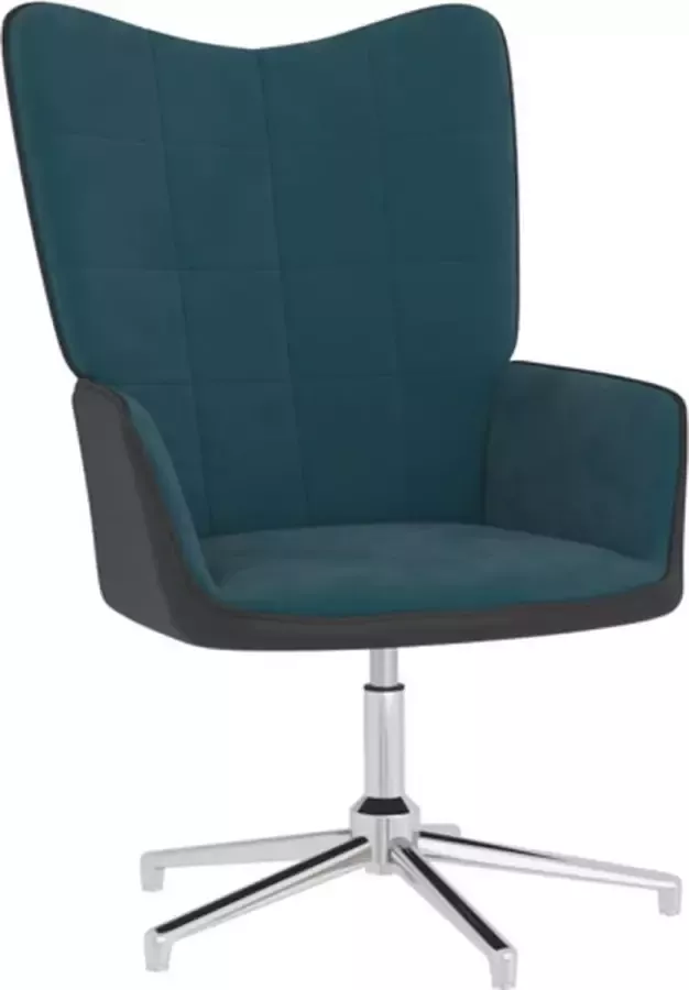 VIDAXL Relaxstoel fluweel en PVC blauw - Foto 2