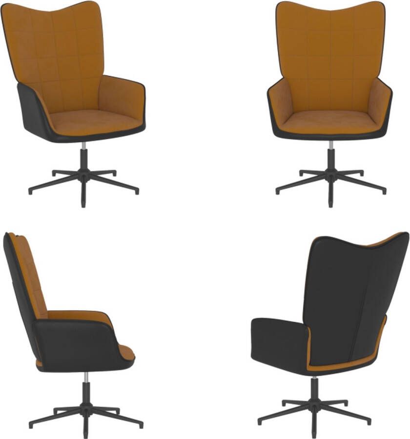 VidaXL Relaxstoel fluweel en PVC bruin Relaxstoel Relaxstoelen Fauteuil Fauteuils