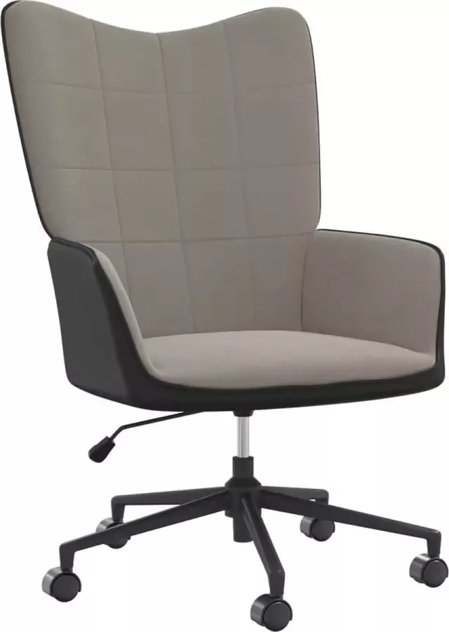 VIDAXL Relaxstoel fluweel en PVC lichtgrijs
