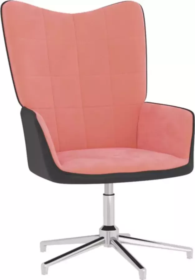 VidaXL Relaxstoel fluweel en PVC roze - Foto 3
