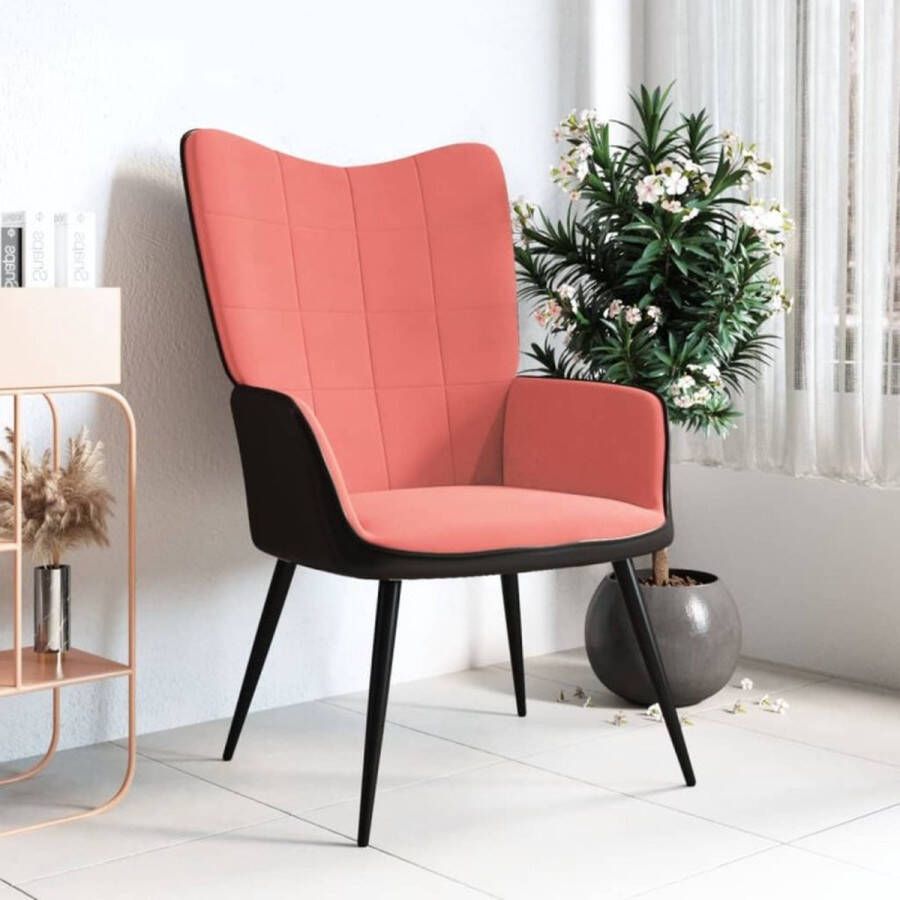 VIDAXL Relaxstoel fluweel en PVC roze - Foto 1