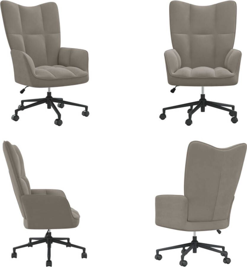 VidaXL Relaxstoel fluweel lichtgrijs Relaxstoel Relaxstoelen Fauteuil Fauteuils - Foto 2