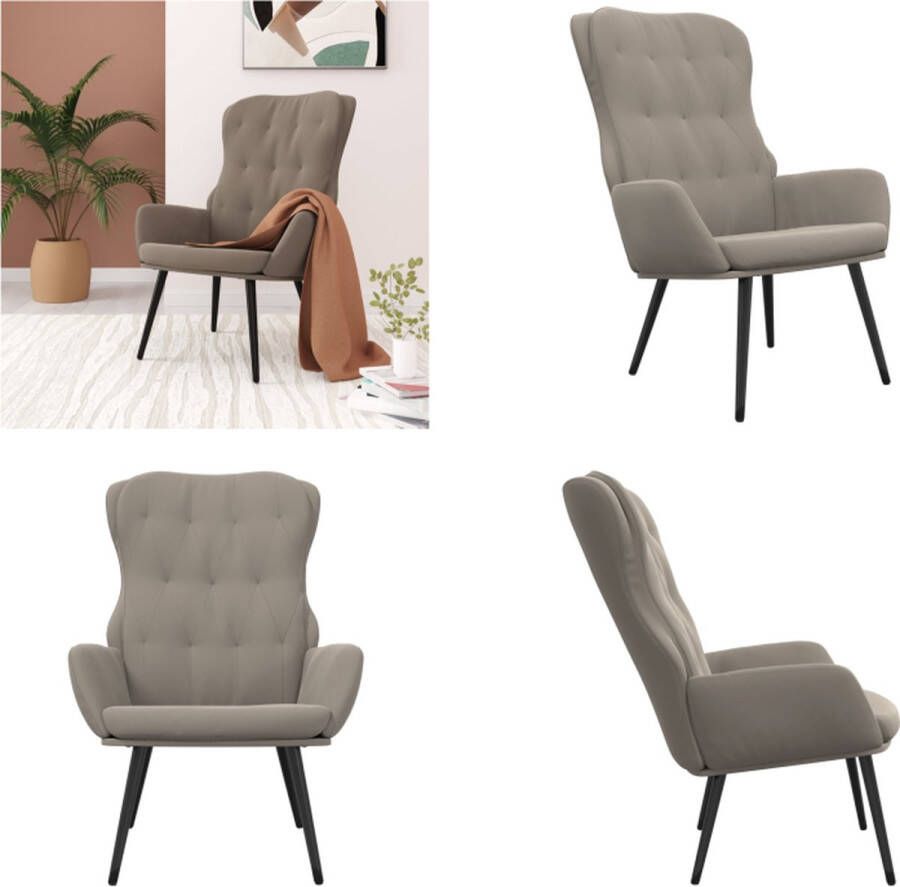 VidaXL Relaxstoel fluweel lichtgrijs Relaxstoel Relaxstoelen Fauteuil Relaxfauteuil - Foto 4