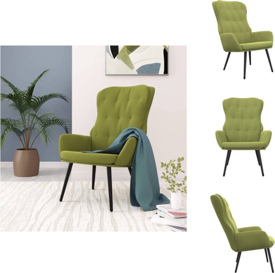 VidaXL Relaxstoel Fluweel Lichtgroen 70 x 77 x 98 cm Trendy Ontwerp Fauteuil