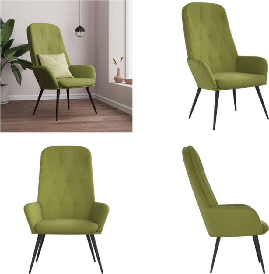 VidaXL Relaxstoel fluweel lichtgroen Relaxstoel Relaxstoelen Fauteuil Relaxfauteuil