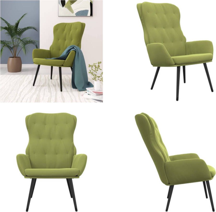 VidaXL Relaxstoel fluweel lichtgroen Relaxstoel Relaxstoelen Fauteuil Relaxfauteuil