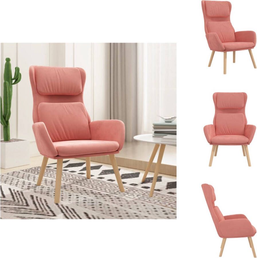 VidaXL Relaxstoel fluweel roze 70 x 77 x 98 cm dik gevoerd Fauteuil