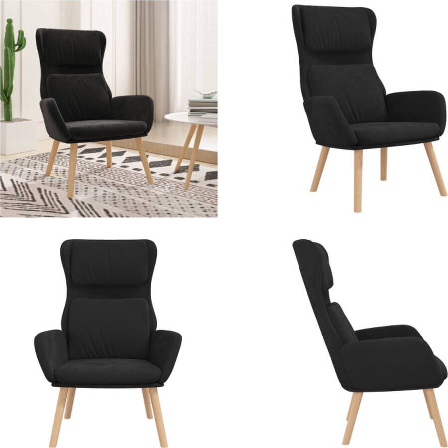 VidaXL Relaxstoel fluweel zwart Relaxstoel Relaxstoelen Fauteuil Relaxfauteuil