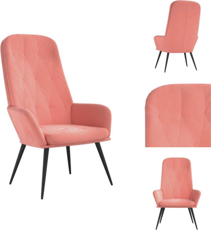 VidaXL Relaxstoel Fluwelen Roze 70 x 77 x 98 cm trendy ontwerp Fauteuil