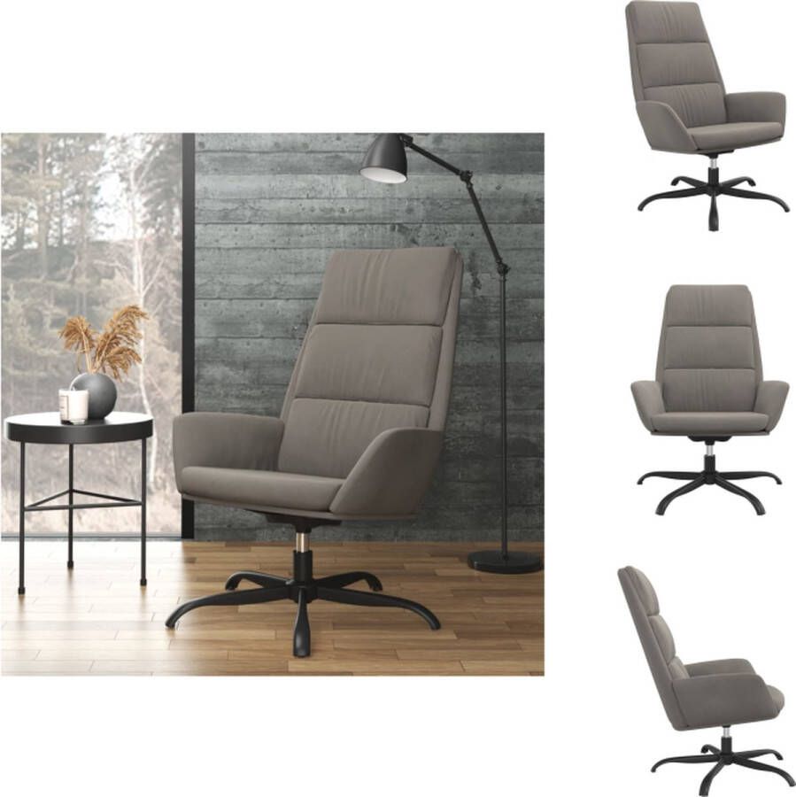 vidaXL Relaxstoel Fluwelen stof Lichtgrijs 70 x 77 x 98 cm Stabiel frame Fauteuil