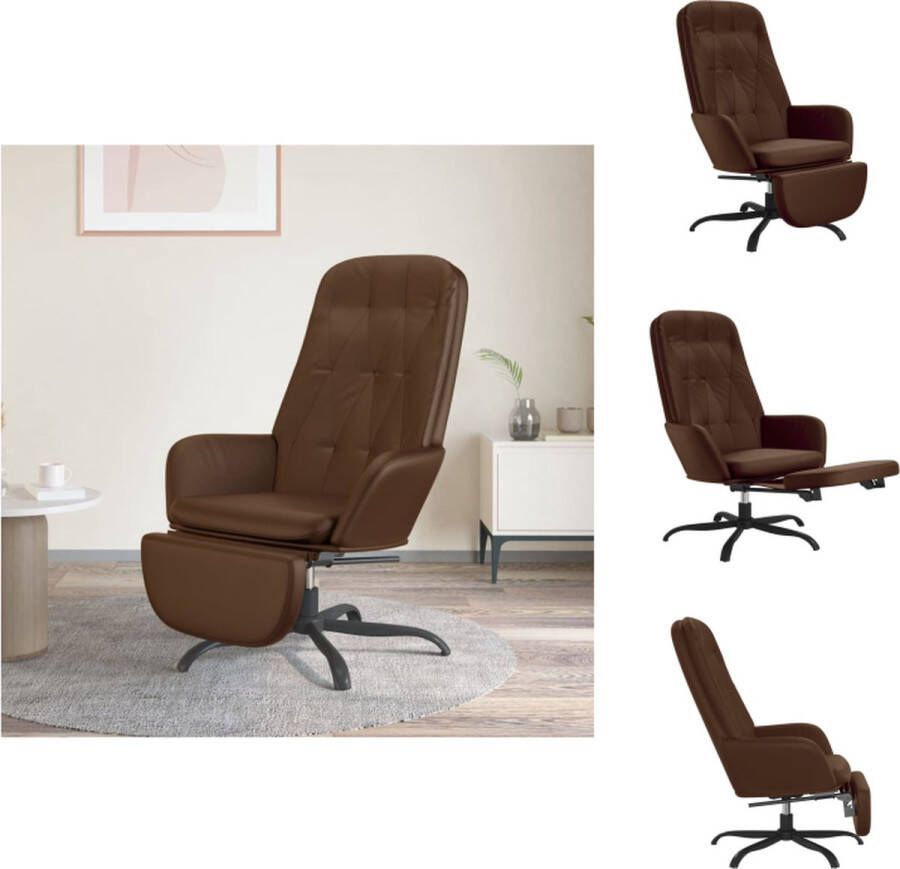 VidaXL Relaxstoel Glanzend Bruin Kunstleren Stoel Draaibaar Voetenbank 70x77x98cm Fauteuil