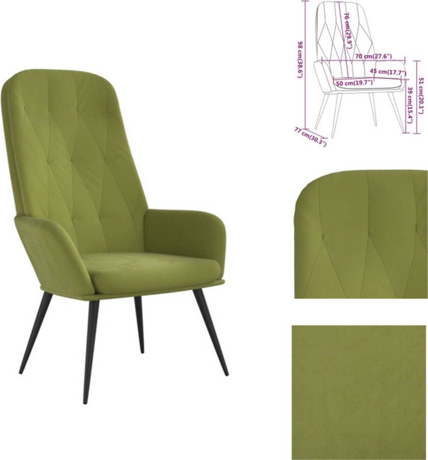 VidaXL Relaxstoel Groen 70x77x98cm Fluweel Fauteuil