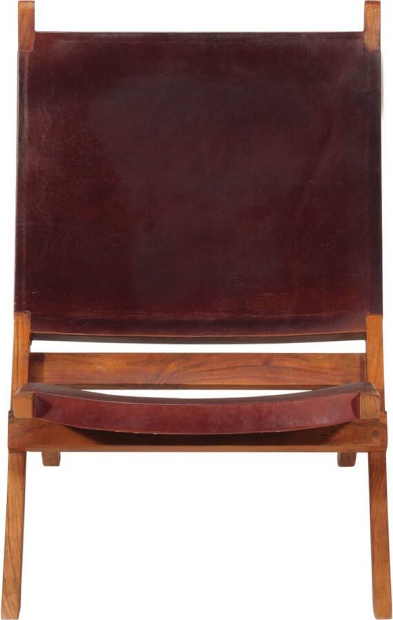 VidaXL -Relaxstoel-inklapbaar-echt-leer-donkerbruin - Foto 5