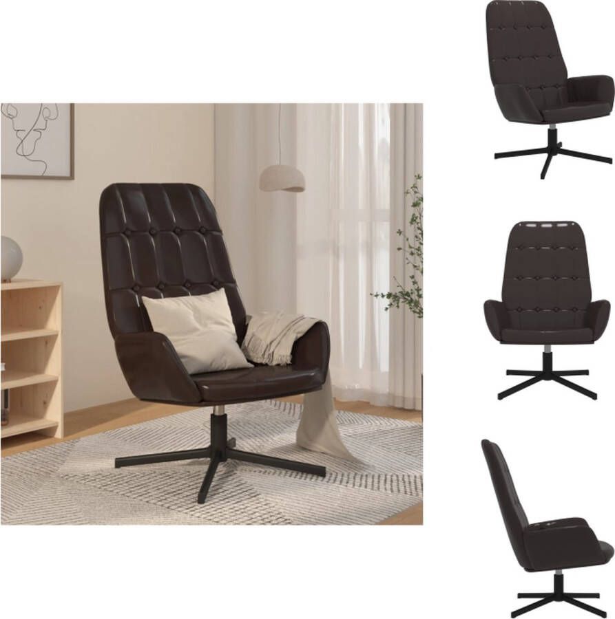 vidaXL Relaxstoel Kunstleer Bruin 70 x 77 x 94 cm 360 graden draaibaar Fauteuil