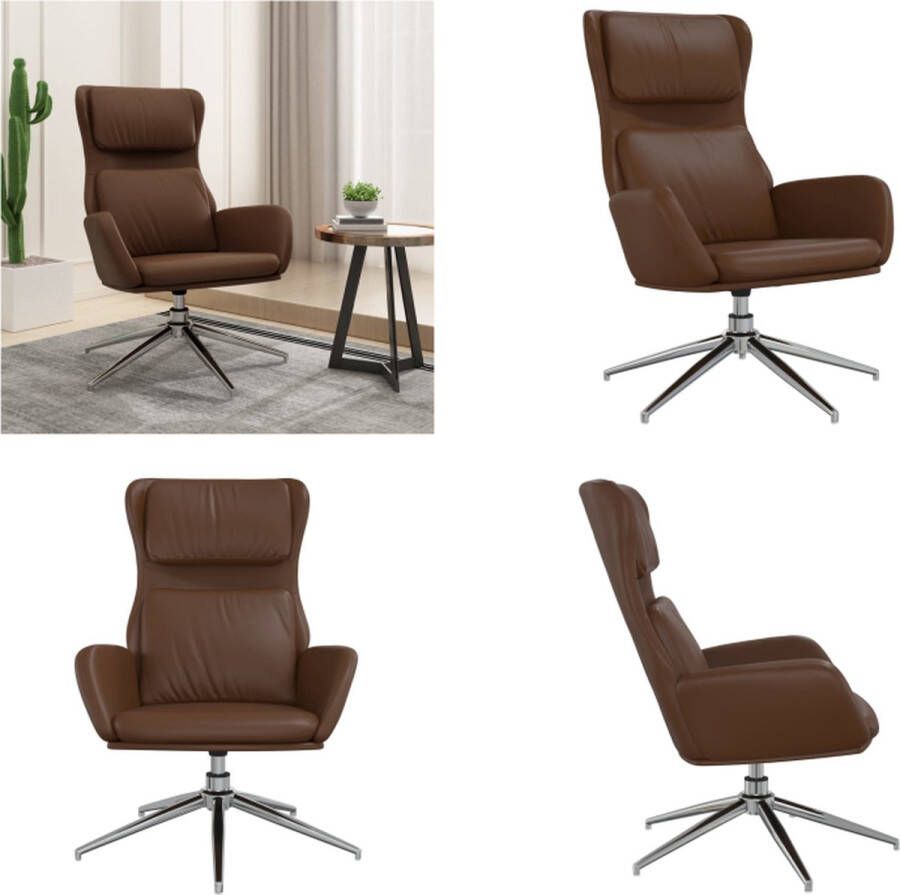 VidaXL Relaxstoel kunstleer glanzend bruin Relaxstoel Relaxstoelen Fauteuil Relaxfauteuil