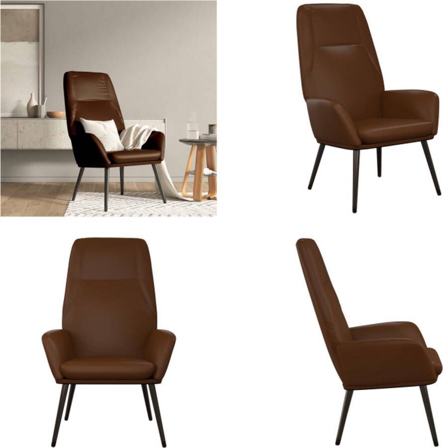 VidaXL Relaxstoel kunstleer glanzend bruin Relaxstoel Relaxstoelen Fauteuil Relaxfauteuil