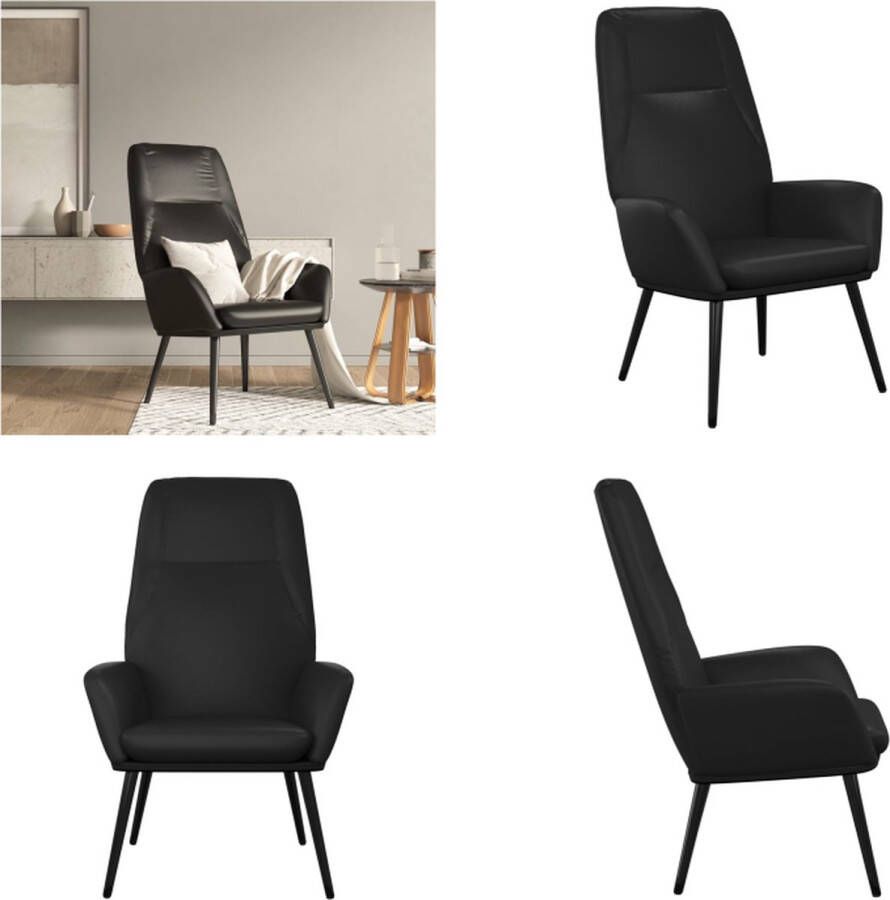 VidaXL Relaxstoel kunstleer glanzend zwart Relaxstoel Relaxstoelen Fauteuil Relaxfauteuil