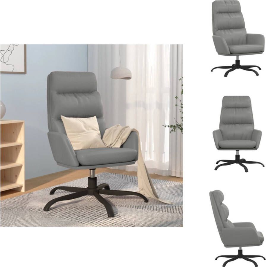 VidaXL Relaxstoel Kunstleer Grijs 70 x 77 x 98 cm 360 graden draaibaar Fauteuil