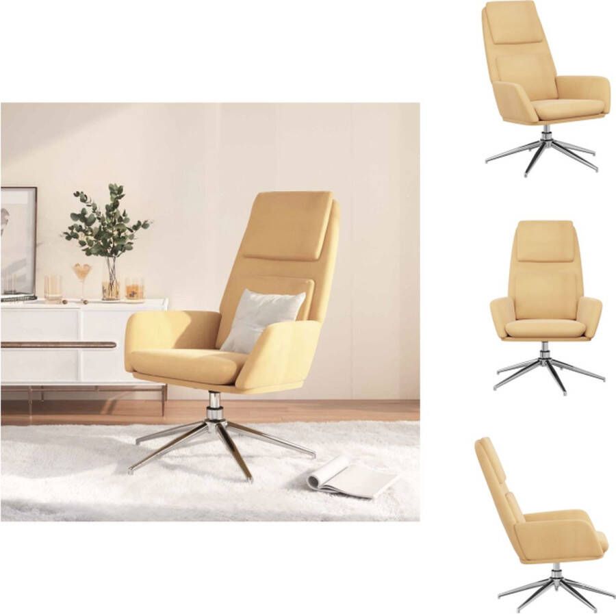 VidaXL Relaxstoel Kunstsuède 70 x 77 x 98 cm Crème Fauteuil