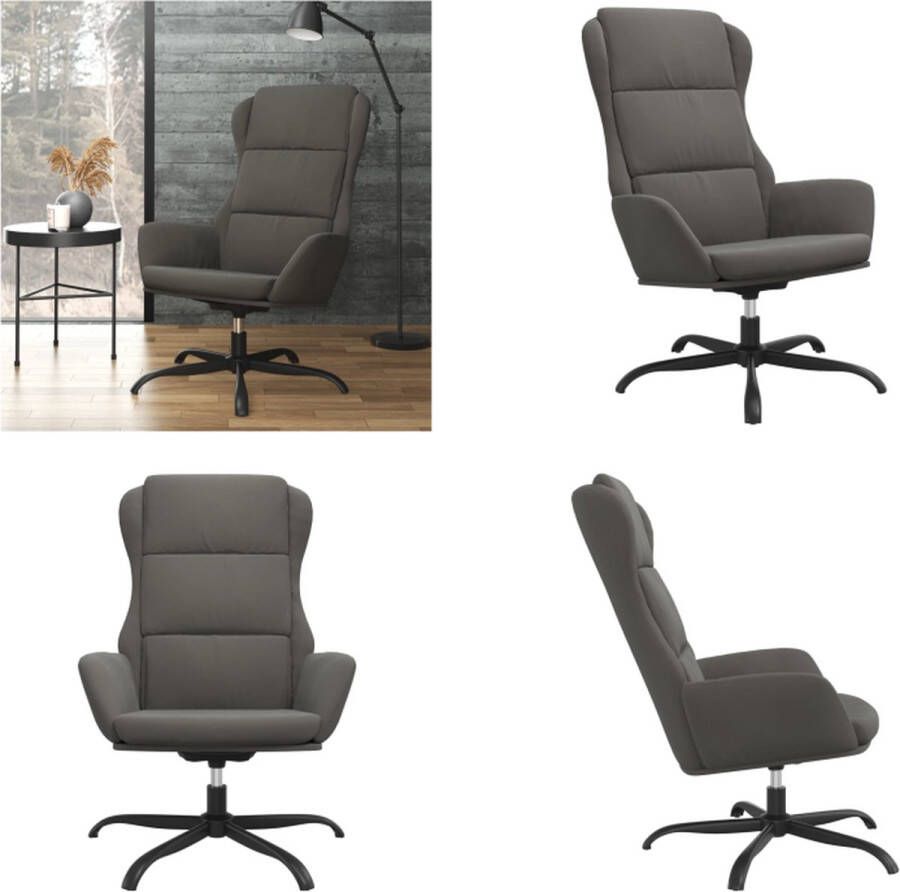 VidaXL Relaxstoel kunstsuède donkergrijs Relaxstoel Relaxstoelen Fauteuil Relaxfauteuil