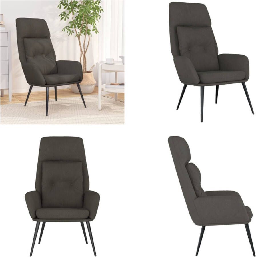 vidaXL Relaxstoel kunstsuède donkergrijs Relaxstoel Relaxstoelen Fauteuil Relaxfauteuil