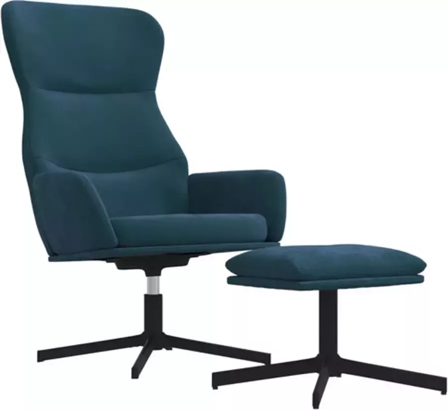VIDAXL Relaxstoel met voetenbank fluweel blauw - Foto 2