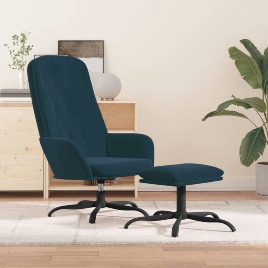 VidaXL Relaxstoel met voetenbank fluweel blauw - Foto 2