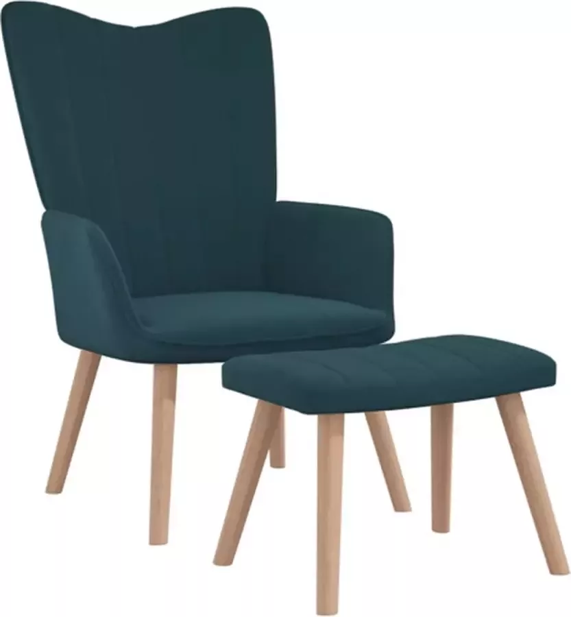 VidaXL Relaxstoel met voetenbank fluweel blauw - Foto 1