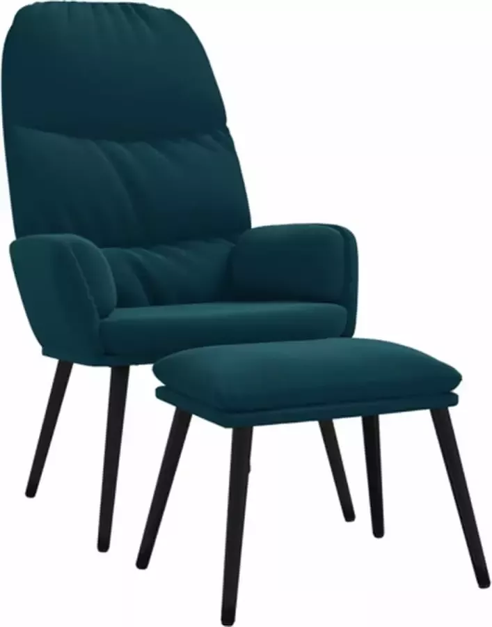 VIDAXL Relaxstoel met voetenbank fluweel blauw - Foto 2