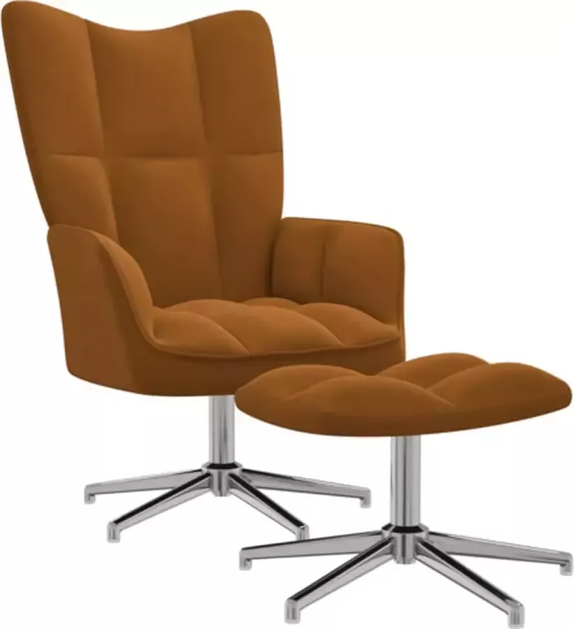 VIDAXL Relaxstoel met voetenbank fluweel bruin - Foto 1