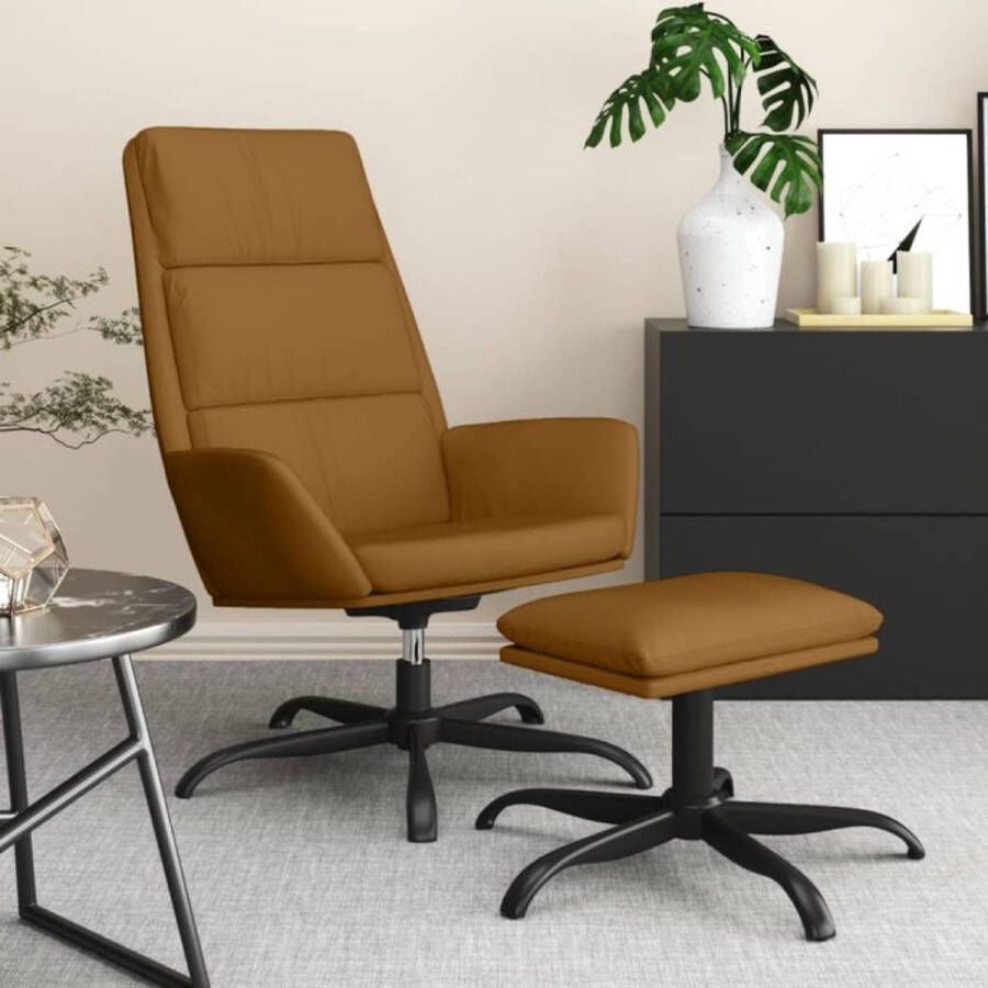 VIDAXL Relaxstoel met voetenbank fluweel bruin - Foto 2