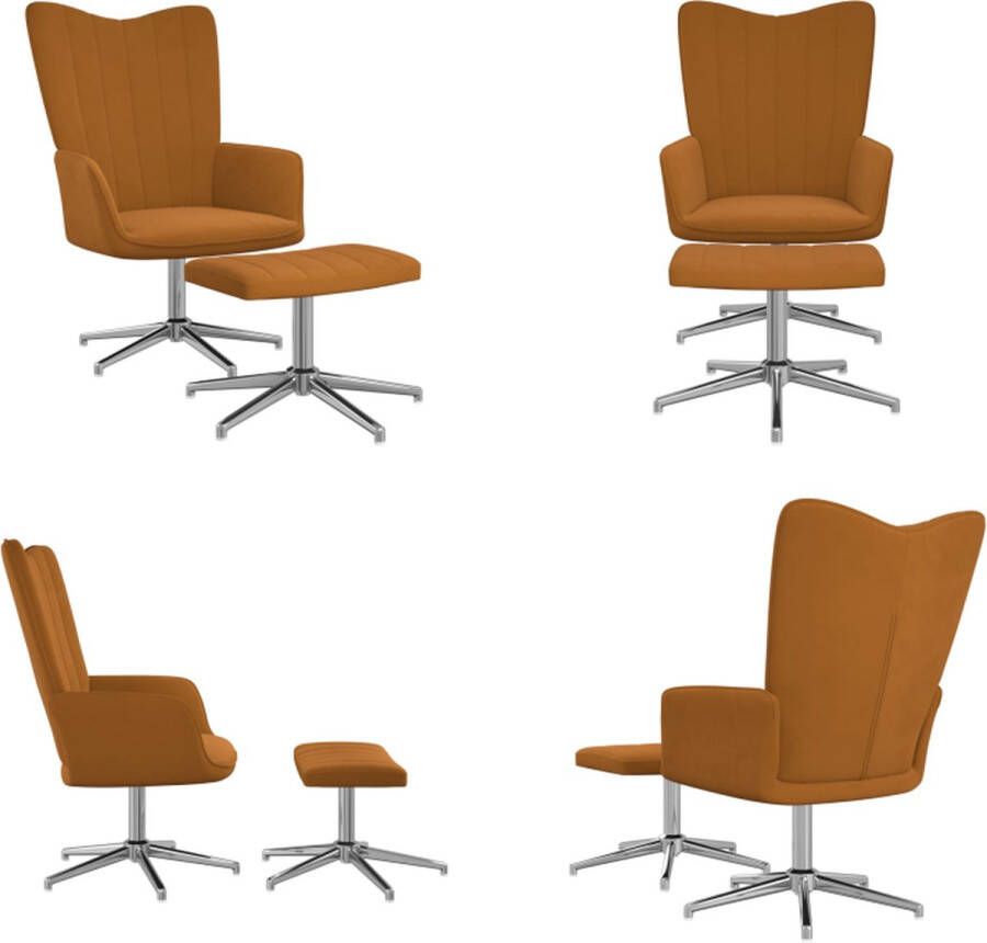 VidaXL Relaxstoel met voetenbank fluweel bruin Relaxstoel Met Voetenbank Relaxstoelen Met Voetenbanken Zetel Met Voetenbankje Zetels Met Voetenbankjes