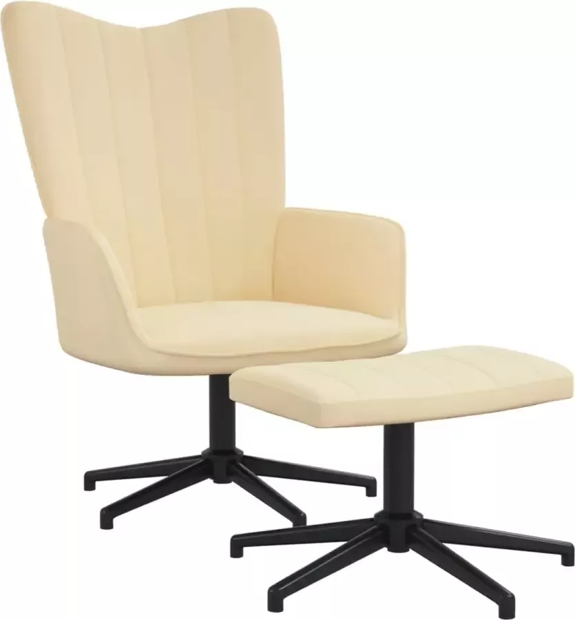 VidaXL Relaxstoel met voetenbank fluweel crèmewit - Foto 1