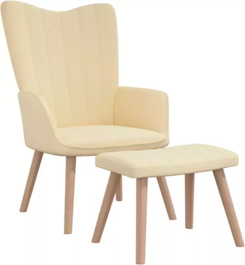 VIDAXL Relaxstoel met voetenbank fluweel crèmewit - Foto 3