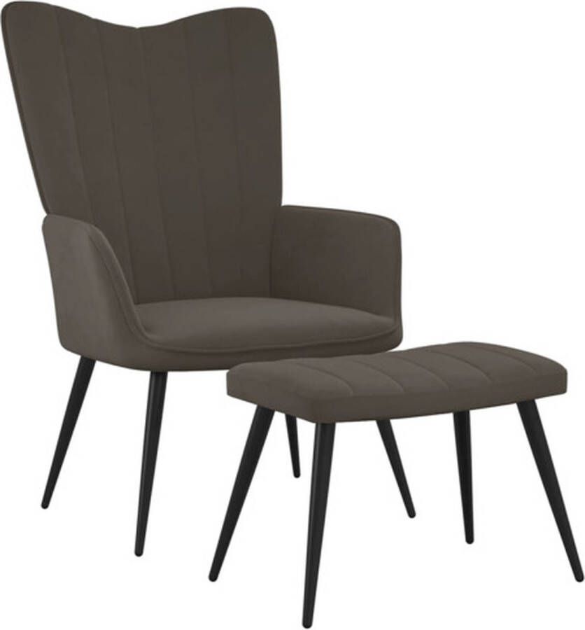 VidaXL Relaxstoel met voetenbank fluweel donkergrijs - Foto 1