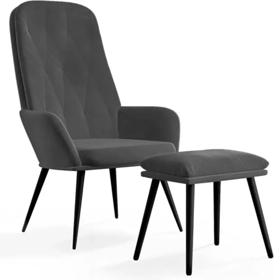 VIDAXL Relaxstoel met voetenbank fluweel donkergrijs - Foto 2
