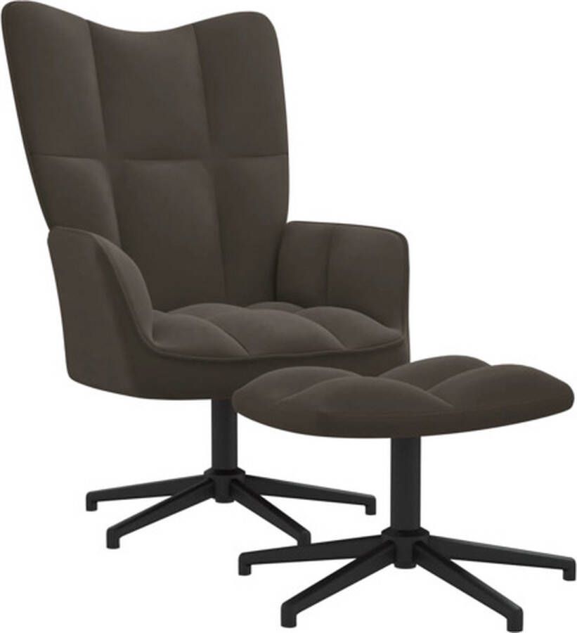 VidaXL Relaxstoel met voetenbank fluweel donkergrijs - Foto 2