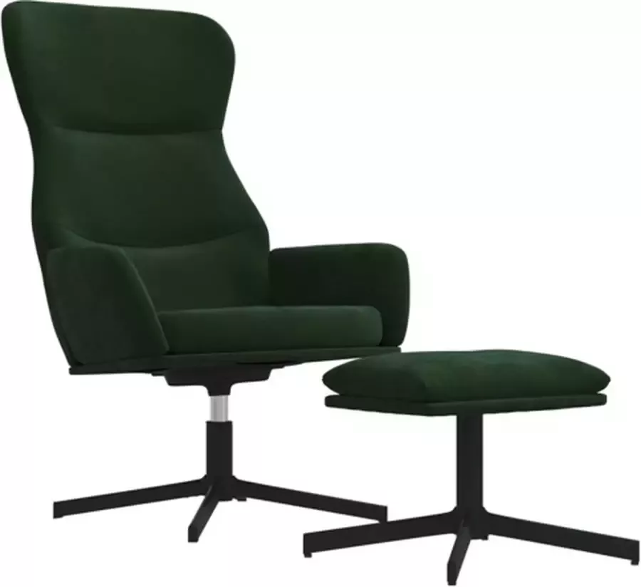 VIDAXL Relaxstoel met voetenbank fluweel donkergroen - Foto 2