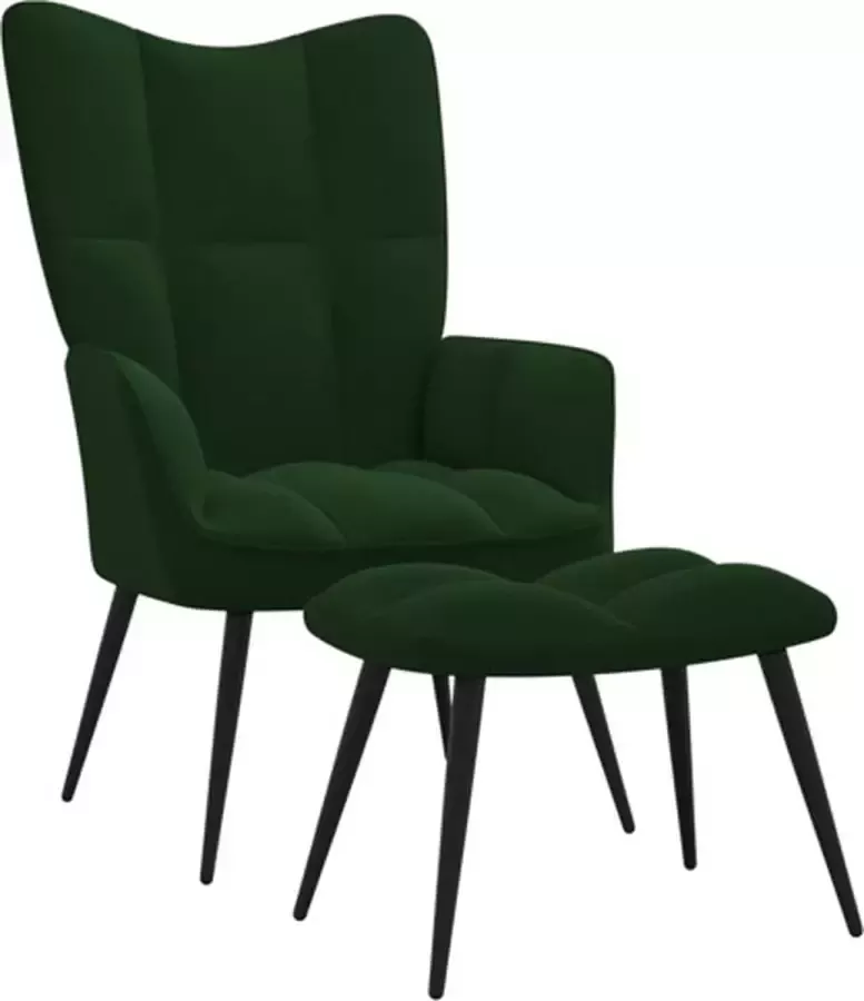 VidaXL Relaxstoel met voetenbank fluweel donkergroen - Foto 1